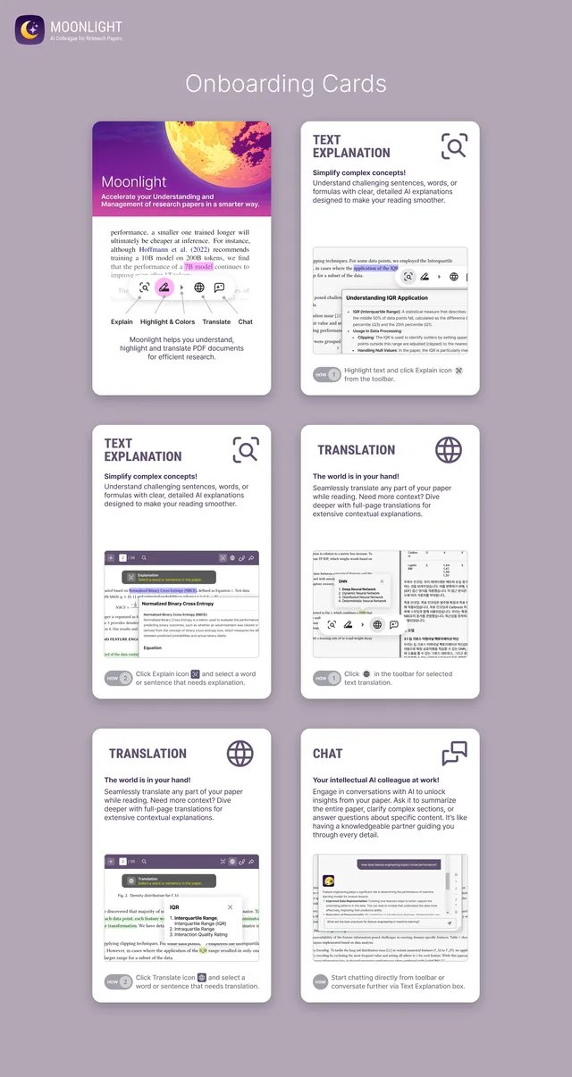 Moonlight Onboarding cards